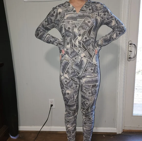 NWT Dolls Kill $100 Bill's Yall ! Sexy Make It Rain Jumpsuit . - Picture 8 of 9